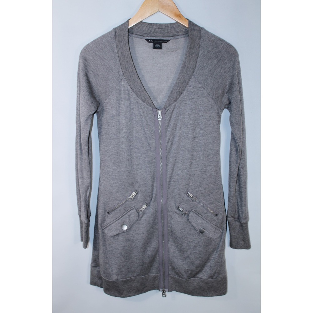 Armani Exchange Women's XS Gray Full Zip Mini Dress